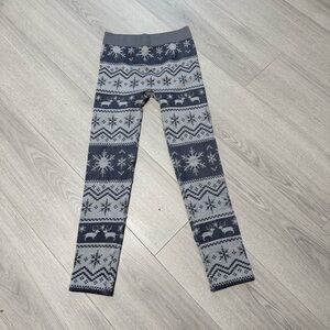 Chocolate Holiday Leggings with Snowflake Pattern